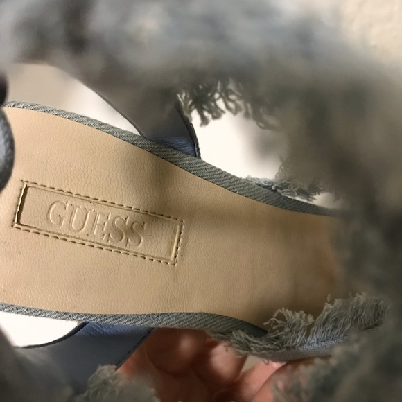 Guess Light Denim Heeled Sandals Size 6 - Picture 6 of 8